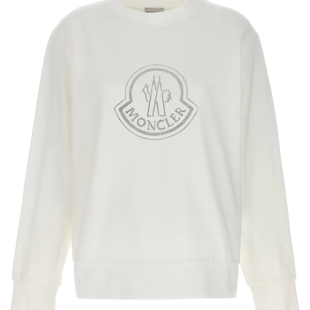 Moncler Ivory Sweatshirt with Embellished Logo​